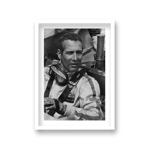 Paul Newman Portrait Sat In Race Car With Grimy Face Post Race Vintage Icon Print