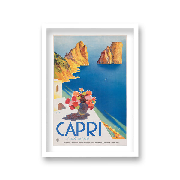 Capri Graphic Aerial View Of Bay Vintage Travel Poster