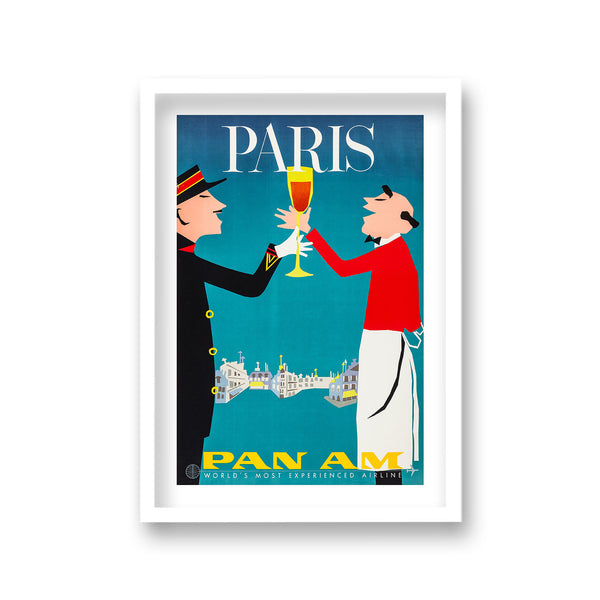 Pan Am Airlines Paris Gendarme & Waiter Vintage Travel Print