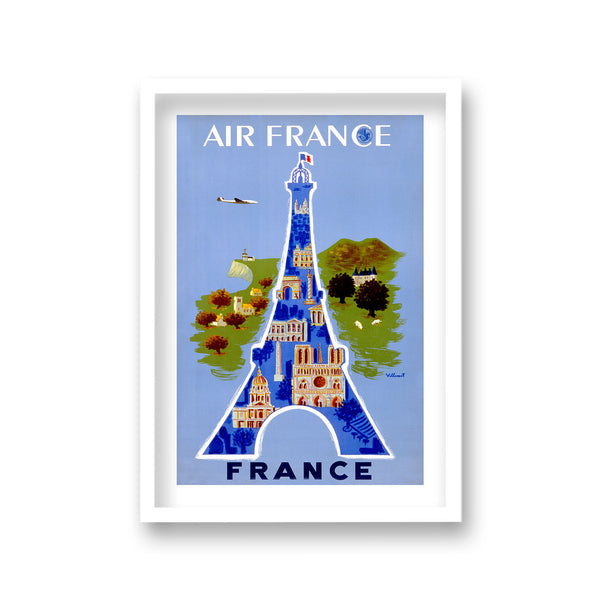 Air France Eiffel Tower Graphic France Vintage Travel Print