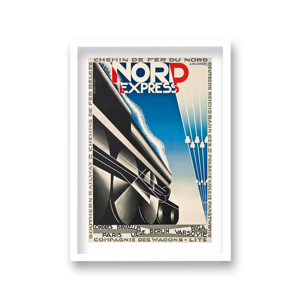 Nord Express Black Steam Locomotive Vintage Travel Print