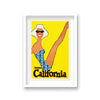 Southern California Smiling Lady In Blue Santa Fe Swimsuit Yellow Background