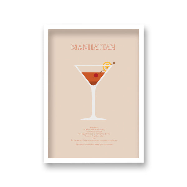 Cocktail Art Print Manhattan Borderless