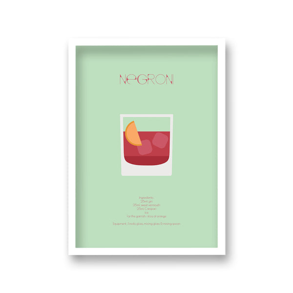 Cocktail Art Print Negroni Borderless