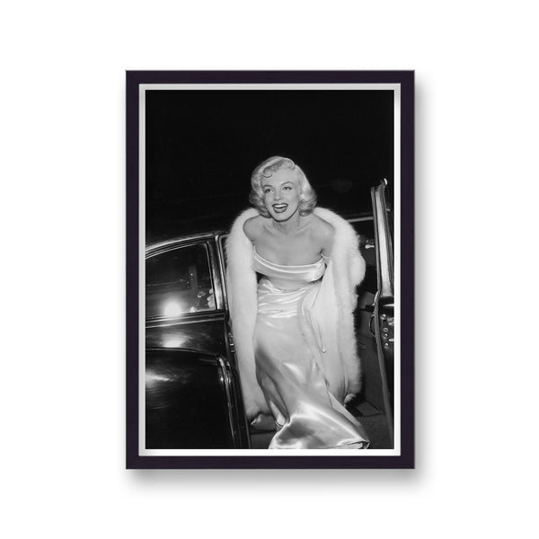 Marilyn Monroe White Gown Smiling Emerging From Car
