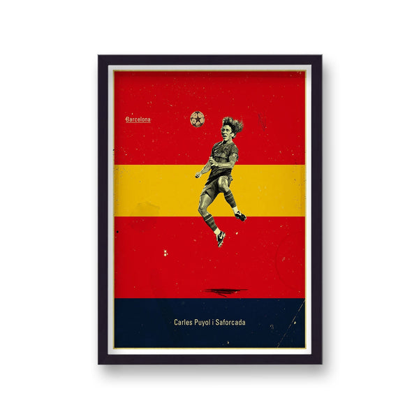 Football Heroes Carles Puyol Barcelona Vintage Print