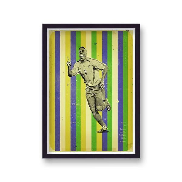 Football Heroes Ronaldo Brazil Vintage Print