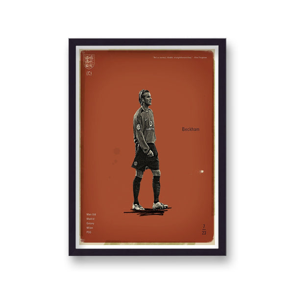 Football Heroes David Beckham Man Utd Vintage Print