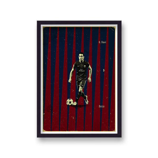 Football Heroes Xavi Barca Vintage Print