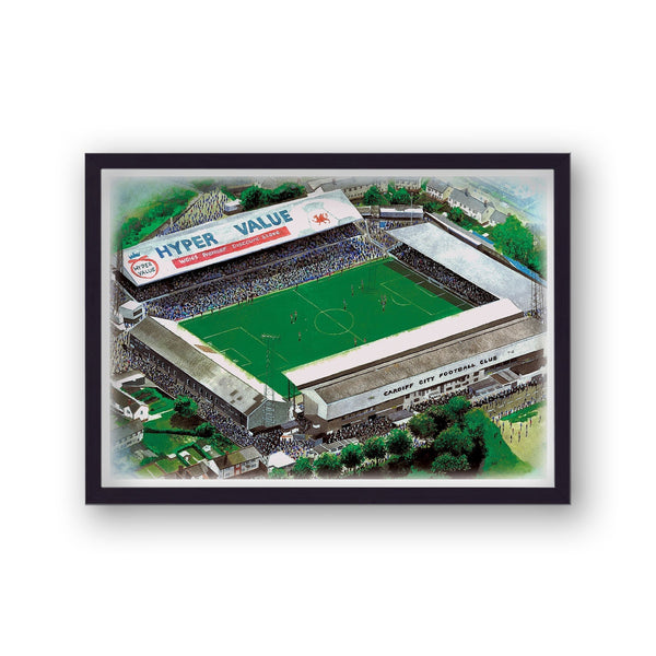 Cardiff City Fc- Ninian Park - Football Stadium Art - Vintage