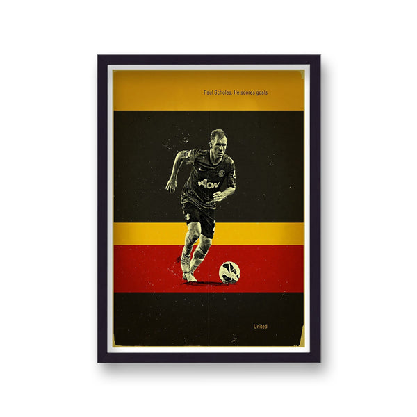 Football Heroes Paul Scholes Man Utd Vintage Print