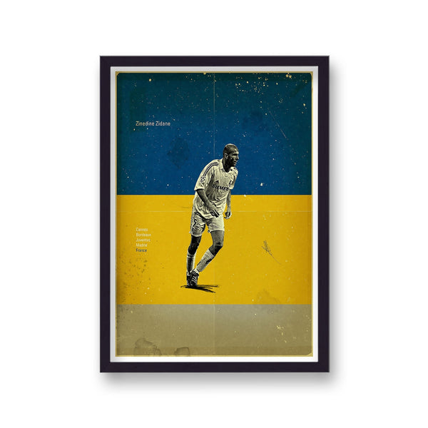 Football Heroes Zinedine Zidane Real Madrid Vintage Print