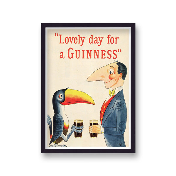 Guinness -  Lovely Day For A Guinness Toucan Facing Man Vintage Poster