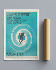 Vintage Movie Print Vertigo Saul Bass Blue