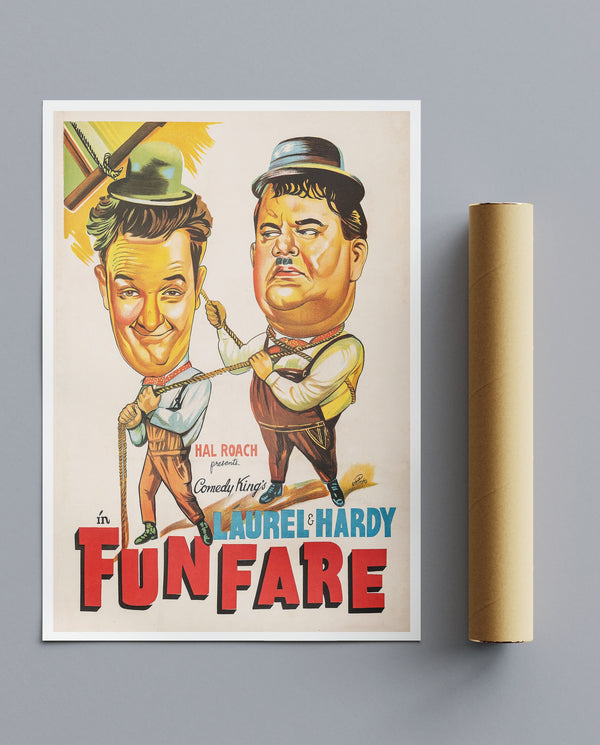 Vintage Movie Print Laurel & Hardy Fun Fare